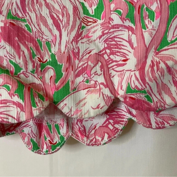 Lilly Pulitzer 5" Buttercup Mid Rise Scalloped Shorts in Pink Colony Flamingo 4 - Picture 14 of 14